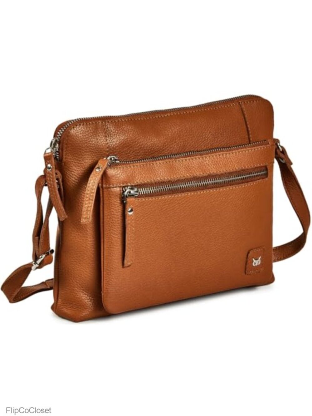 Genuine Pebbled Leather Small Crossbody Bag Adjustable Strap Zip Purse
